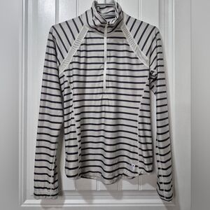New Balance Navy and White Striped Long Sleeve Top